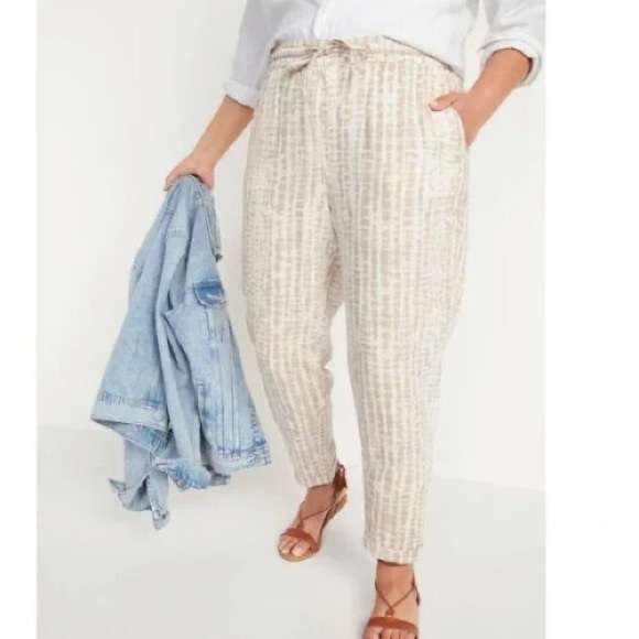 Old Navy Women's Tie Dye High-Waisted Cropped Linen-Blend Pants Size XXL - Picture 4 of 4